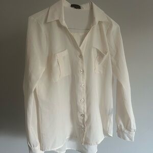 Cream Button-Up Blouse